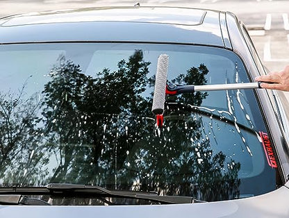 Professional Window Squeegee | 2-in-1 Window Cleaner Sponge and 10" Soft Rubber Strip with Extension Pole 50 Inch & 127 cm | Adjustable to Clean from Multiple Angles