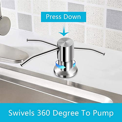 Soap Dispenser for Kitchen Sink, Brushed Nickel Countertop Soap Dispenser Pump, 47" Silicone Extension Tube Connect to The Soap Bottle Directly, Say Goodbye to Frequent Refills (Brushed Nickel) - color: Brushed Nickel