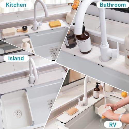 Diatomite Super Absorbent Kitchen Bath Mat Fast Drying Nonslip Pad for Sinks Waterproof Countertop Absorber - color: White
