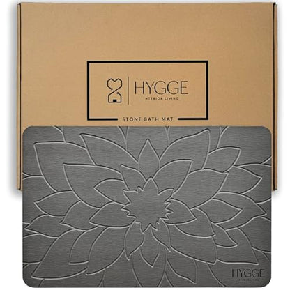 Diatomaceous Earth Stone Bath Mat - Ash Bloom | Modern Fast Dry Bathroom Floor Shower Mat, Quick Drying Premium Luxury Diatomite Spa Stone Gift, Non-Slip Base, 23.6" x 15.4" - color: Ash Bloom