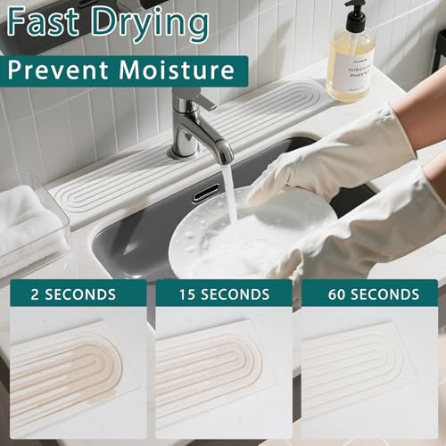 Faucet Mat for Kitchen Sink, Diatomite Absorbent Faucet Stone Drying Mat Kitchen Sink Protectors, Faucet Splash Guard for Bathroom Counter Water Absorbent 24 Inch - size: 23.6" x 3.9"