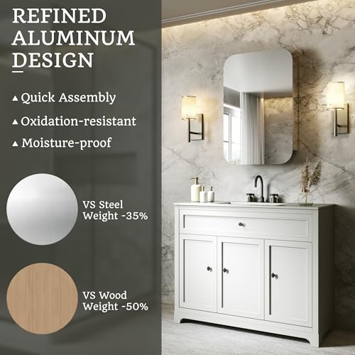 20 x 31 in Medicine Cabinet with Mirror and Side Panels, Silver | Surface or Recessed Medicine Cabinet Mirror with Storage, Adjustable Shelves, Aluminum Alloy Frame, Assembly Required - size: 20''x31''(V1)