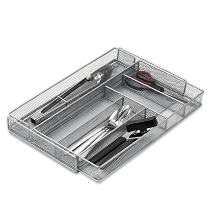 Honey-Can-Do Expandable Steel Mesh Drawer Organizer, 7 Compartments, Silver, Adjustable 11.5 to 20 Inches Wide - size: Medium (Pack of 1), style: 7-Compartment (Expandable)
