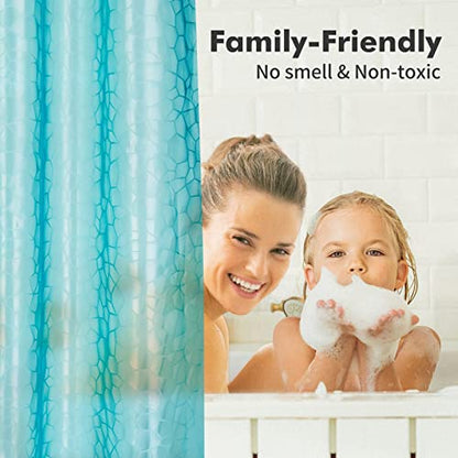 Bostofy Shower Curtain Liner,Waterproof Heavyweight 8g EVA Shower Liner with 3 Magnets and 12 Rustproof Metal Grommets, 72" W x 84" L - color: Blue Cube, size: 72"W x 84"L (Pack of 1)