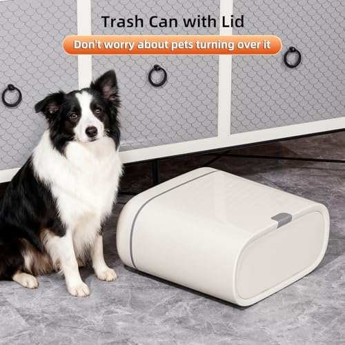 Bathroom Trash Can with Lid, 2.6 Gallon Slim Garbage Can with Inner Bucket, Press Top Bin, Plastic Narrow Wastebasket for Kitchen, Home, Office, Bedroom, Living Room