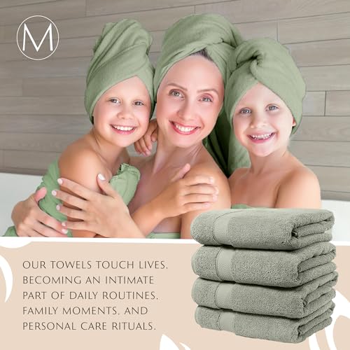 MAURA Sage Extra Large Turkish Cotton Luxury Bath Towels Set of 4. Ultra-Soft, Thick & Plush Towels for Bathroom - Sage Green - color: Sage Green, size: Bath Towel (4-Pack)