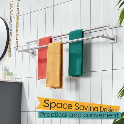 KOKOSIRI Bath Towel Holders Brushed Nickel Bathroom Rack 36 Inch Double Towel Bars Overlength Kitchen Rails Stainless Steel B5009BR-L36 - color: Brushed Nickel, size: 36-Inch