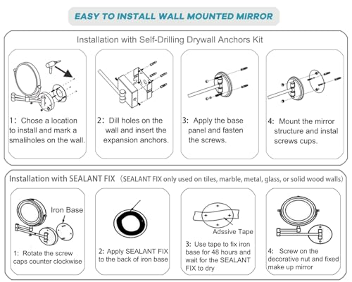8" Lighted Wall Mounted Makeup Magnifying Mirror 10X, Matte Black | Rechargeable Brass 2-Sided Bathroom Vanity, Swivel Extension Arm 360 Rotation, 3 Color Adustable Touch Sensor Dimmable