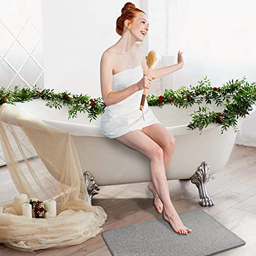 godehone Shower Mats Non Slip Without Suction Cups, PVC Loofah Bathroom Mats, Loofah Mats for Shower and Bathroom, Quick Drying, 23.6× 34.6 Inch, Grey - color: Grey, size: 34.6" x 23.6" (Rectangular)