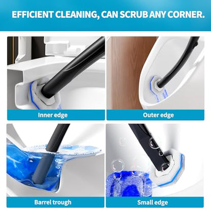 Disposable Toilet Brush with 50 Cleaner Refills Pads，Wall Mounted Toilet Bowl Holder Set，Toilet Cleaning System Starter Kit，Bathroom Cleaning System for Sink Bathtub Wash Basin