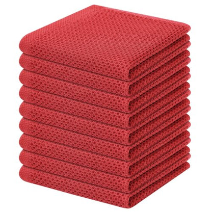Homaxy 100% Cotton Waffle Weave Kitchen Dish Cloths, 9-Pack, Brick Red | Ultra Soft Absorbent Dish Towels, Quick Drying Dish Rags with Hanging Loop, 12 x 12 Inches - color: Brick Red, size: 12 x 12 - 9 Pack