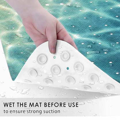Bath Mat for Tub, Blue Seashell, 40 X 16 Inch, for Bathtub | Summer Beach Starfish Extra Long Tub with Suction Cups and Drain Holes for Kids Adults Elderly - color: Underwater Ocean Starfish