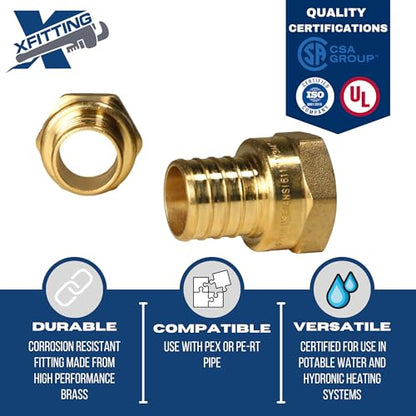 XFITTING 1 inch Pex x 3/4 inch Female NPT Adapter, 23-4-6=2X, 2 Pieces - size: 1" Pex x 3/4" Female