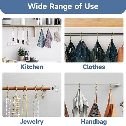 Titanker Gold Shower Curtain Hooks Rings, Rust-Resistant Metal Double Glide Shower Hooks Rings for Bathroom Shower Curtains Rods, Set of 12 Hooks - Light Gold - color: Light Gold, style: Modern