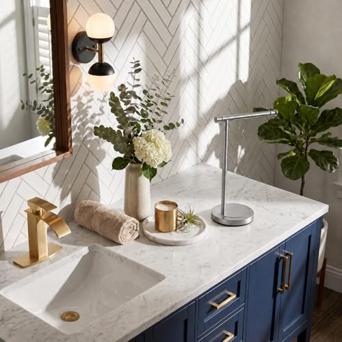 Hoimpro Hand Towel Holder Stand Towel Bar Rack Countertop Brushed Nickel | Free Standing Towel Hanger Ring for Bathroom Kitchen Vanity Counter,13 Inch, Stainless Steel, RustProof, Bath Accessories - color: Brushed Nickel