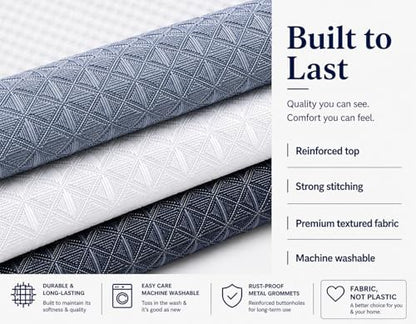 Dainty Home Ombre Waffle Weave Shower Curtain (Navy) - color: Textured Navy Blue