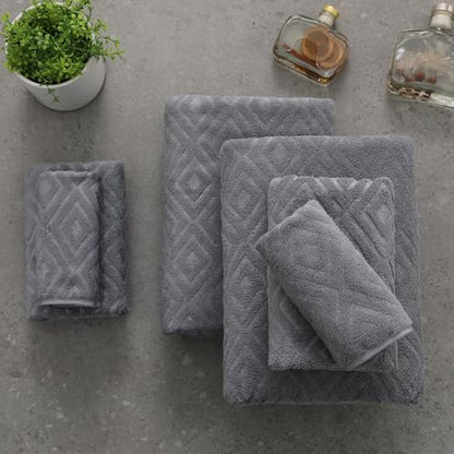Smuge 18-Piece Bath Towel Set, Include 6 Bath Towel Sheets, 6 Hand Towels and 6 Washcloths - Highly Absorbent Quick Dry 100% Microfiber,Ultra Soft Bathroom Towel Set (Dark Gray) - color: Dark Gray, size: 18 Pcs Bath Towel Set