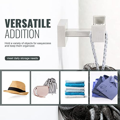 Double Bathroom Towel Hook for Wall Mounted - Brushed Nickel Modern Towel Holder - Heavy Duty Coat Robe Hooks for Wall - Stainless Steel Shower Towel Hanger - color: Brushed Nickel