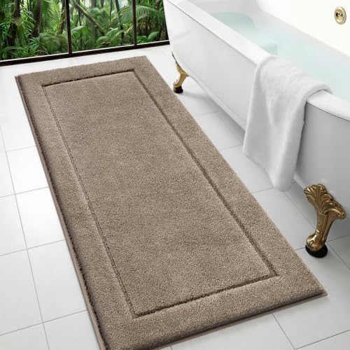Bathroom Rug 24" x 60, Bath Mat, Runner Rug for Kitchen, Hallway | Non Slip, Absorbent and Quick Drying, Absorbent, Washable Rug for Bathtub, sink, Shower, Bedroom, Laundry, Floor - color: Brown, size: 24" x 60"