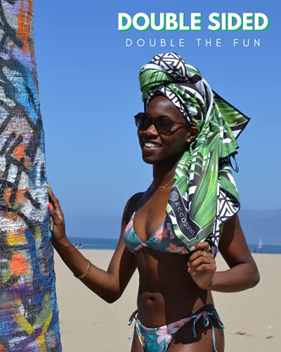 Microfiber Beach Towel - Quick Dry, Sand Free and Oversized 71x35 | Super absorbent, lightweight, swimming, gym, extra large, pool, cruise, camping, yoga, travel, compact, carry bag, vacation - color: Madagascar