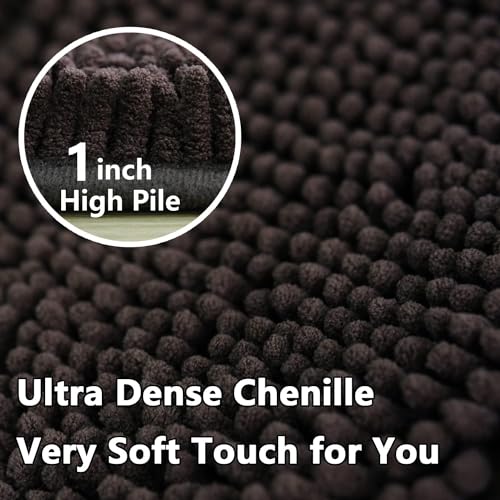 Bathroom Rugs Chenille, Extra Thick and Absorbent, Non-Slip, Machine Washable, Dry Quckily, Soft Cozy Plush, Used Under Shower Bathtub and Sink, Bath Mat Sets Coffee - color: Coffee, size: 20 x 32 inch + 20 x 20 inch (U-Shape)