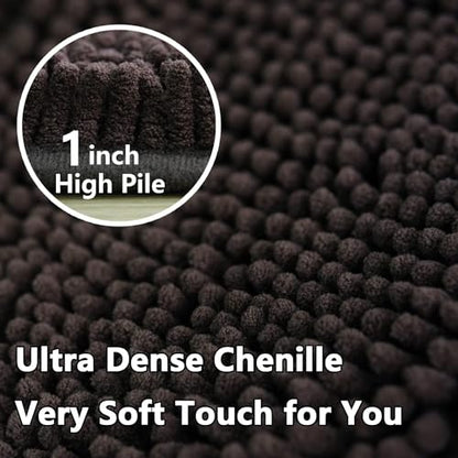 Bathroom Rugs Chenille, Extra Thick and Absorbent, Non-Slip, Machine Washable, Dry Quckily, Soft Cozy Plush, Used Under Shower Bathtub and Sink, Bath Mat Sets Coffee - color: Coffee, size: 20 x 32 inch + 20 x 20 inch (U-Shape)