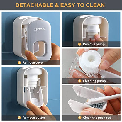 MOPMS Automatic Toothpaste Dispenser Wall Mounted for Kids and Adult 1Pcs | Automatic Toothpaste Squeezer Holder for Bathrooms - color: Gray