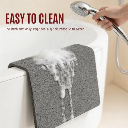 17 * 30in Shower Mat Bathtub Mat Non Slip | Bathmats Non Slip, Quick Drying Foot Scrubber Loofah Mats for Inside Shower, Tub, Bathroom, Home, Grey - color: Grey, size: 30" x 17" (Rectangular)