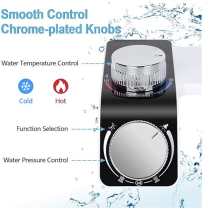 Self Cleaning Retractable Non Electric Dual Hidden Nozzle Bidet Attachment for Toilet Seat with Warm Water Jet Spray for Toilet Bathroom Bidet Toilet Sprayer Adjustable Water Pressure