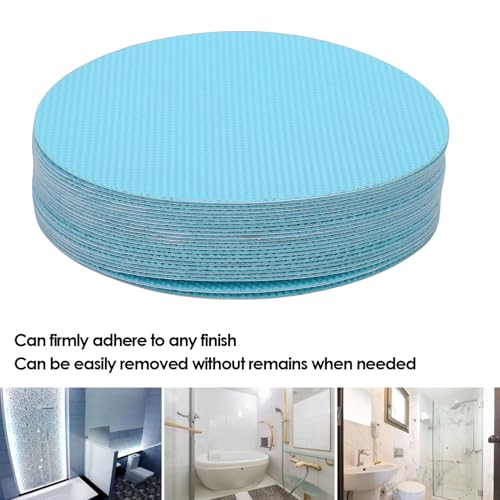 Fabater Anti Slip Shower Stickers, 24 Pcs Round Bathtub Non Slip Stickers for Tub & Shower Floor, Premium PEVA with Strong Adhesive for Pools and Stairs, Easy Apply (Blue) - color: Blue