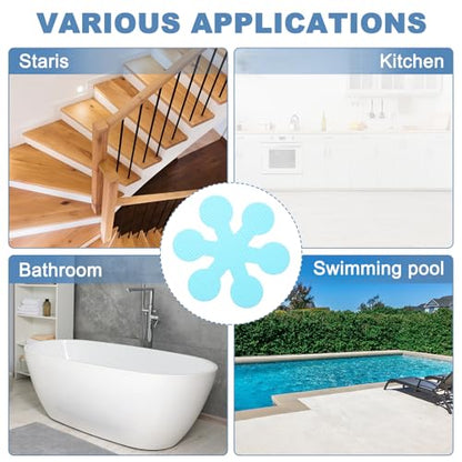 PATIKIL 12 Pcs Non Slip Bathtub Stickers, Anti Slip Shower Stickers with Scraper Bathroom Shower Floor Decals Snowflake Shape Cute Treads Tubs, Blue - color: Blue