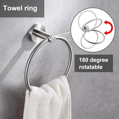 Brushed Nickel Flip Toilet Paper Holder and Hand Towel Ring Set 2 Pieces Bathroom Hardware Accessories Set SUS 304 Stainless Steel Heavy Duty Wall Mounted Bathroom Holder - color: Brushed