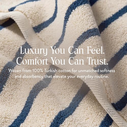 Brooklinen Super-Plush 100% Turkish Cotton Bath Towels - Set of 4-770 GSM, Highly Absorbent, Machine Washable, Perfect Bath Towel Set for Home & Bathroom (30" x 58",Striped Abyss)