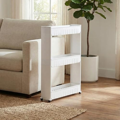 Lavish Home 3 Tier Shelf Rolling Cart - Narrow-Space Kitchen or Bathroom Shelf Organizer Cart - Slim Slide-Out Storage Shelves for Kitchen, Bathroom, Laundry and Pantry - size: 3-Tier
