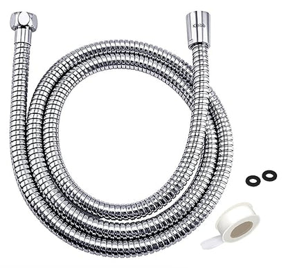 Klabb 59 Inch/150cm Stainless Steel Handheld Shower Hose, Flexible and Durable Replacement Hose with Brass Insert and Nut - color: Chrome, size: 59inches
