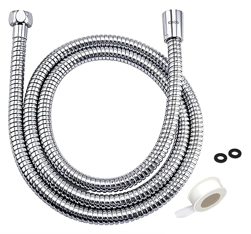 Klabb 96-Inch Extra Long Stainless Steel Shower Hose – Flexible, Anti-Kink Handheld Shower Head Hose with Brass Fittings, Leak-Proof, Corrosion-Resistant, Easy to Install Universal Replacement - color: stainless steel color - 96 inches