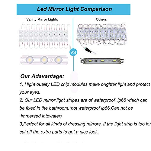 Led Vanity Mirror Lights, Hollywood Style Vanity Make Up Light, 10ft Ultra Bright White LED, Dimmable Touch Control Lights Strip, for Makeup Vanity Table & Bathroom Mirror, Mirror Not Included