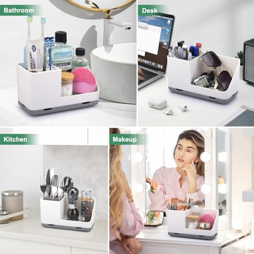 PARKMANI Toothbrush Holders for Bathrooms, Kids Electric Toothbrush and Toothpaste Holder with Drainage, Tooth Brush Holder for Bathroom Countertop Organizer (Grey) - color: Grey