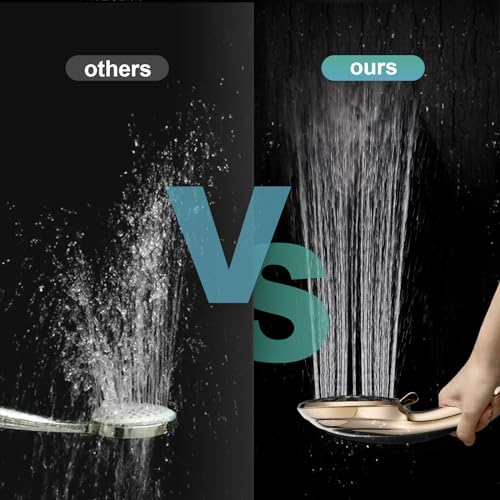 Cobbe 8-Setting Handheld Shower Head, Water-Saving Design, Gold | Trickle Pause Mode, 5ft Stainless Steel Hose, Brass Swivel Bracket, Tool-Free Installation - color: Gold