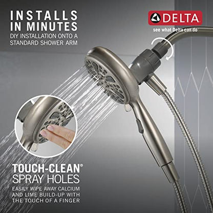 Delta Faucet 6-Spray SureDock Magnetic Shower Head with Handheld Spray, Brushed Nickel Shower Head with Hose, Showerheads & Handheld Showers, MagnaTite Docking, Stainless 75609SN - color: Stainless