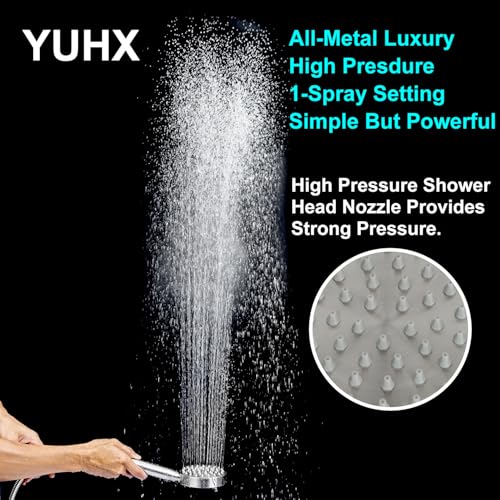 All Metal Shower Head with Handheld - 72" Long Hose, High Pressure Sprayer | Hand HeId Showerhead Spray, Solid Outdoor Showerheads and Brass Holder, Brushed Nickel - color: Brushed Nickel