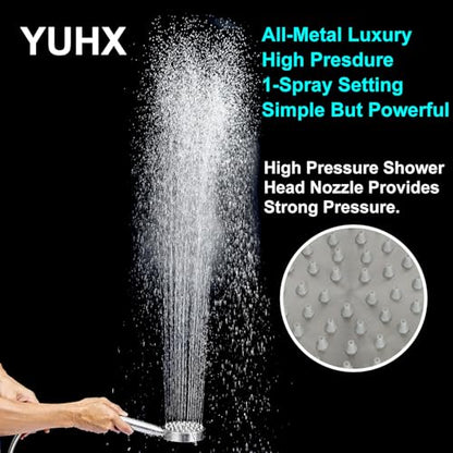 All Metal Shower Head with Handheld - 72" Long Hose, High Pressure Sprayer | Hand HeId Showerhead Spray, Solid Outdoor Showerheads and Brass Holder, Brushed Nickel - color: Brushed Nickel