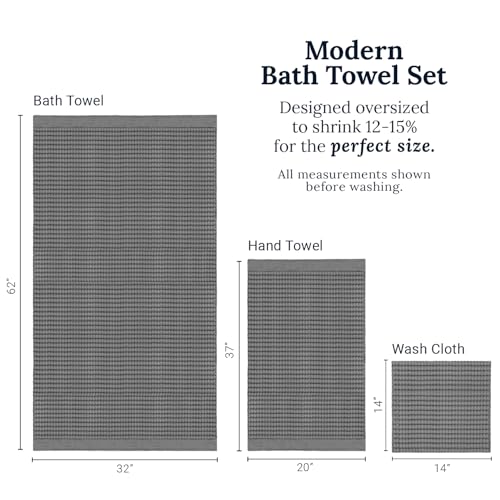 GILDEN TREE Waffle Towel Set Quick Dry Thin | 2 Bath Towels | 2 Hand Towels | 2 Washcloths, Modern Style (Slate) - color: Slate, size: Bath Towel Set