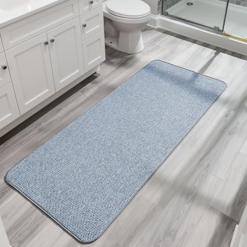 Bosap Bath Mat,Ultra Thin Bathroom Runner Rugs,Large Bath Mats for Bathroom,Quick Dry,Non-Slip,Machine Washable,Low Pile,Bath Rug,Shower Outside,Sink,Home Decor Accessories.Blue,3'x6'(36x72inch) - color: Blue, size: 3' X 6' (Runner)