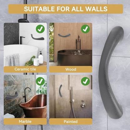 Pssopp Safety Shower Handrail, Secure Wall Mounted Bath Grab Bar with Non Slip Texture for Wet Room Bathroom Safety Support
