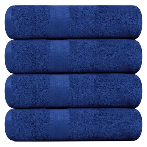100% Cotton Bath Towels 30x54 Inches, 600 GSM, Soft & Absorbent, Set of 4, Navy Blue - color: Navy, size: Bath Towel Set of 4