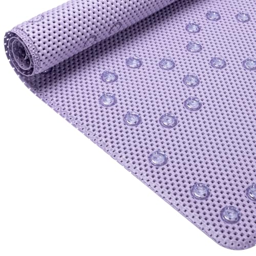 Bathtub Mat Non Slip, Soft Foam Bath Mat for Tub, Bathtub Mat with Drain Holes, Suction Cups Shower Mat (Purple, 36''X17'') - color: Purple