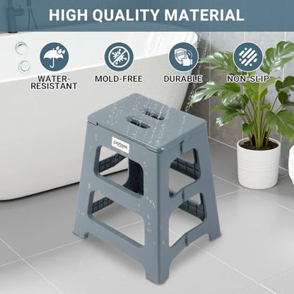 Foldable Bath Shower Safety Chair Seat, 17.7" High Anti-Slip Bench Bath tub Stool for Elderly or Seniors (Blue) - color: Blue