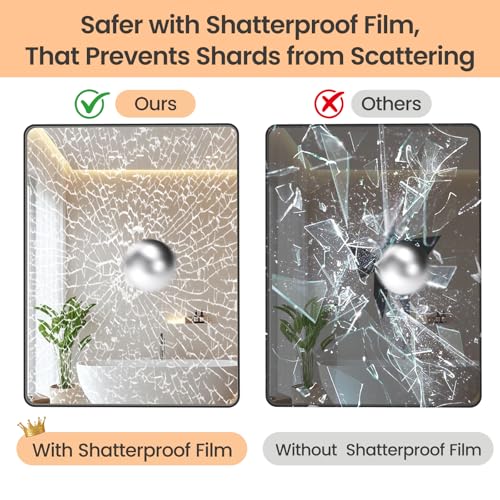 JISOSO Brushed Nickel Bathroom Mirror, 22x30 Inch Thick Silver Metal Rectangle Frame Wall Mirror, Modern Round Corner Bathroom Vanity Mirror for Over Sink, Bedroom, Living Room, Entryway | Silver Metal Frame, Anti-Rust, Shatter Proof, Hangs Horizontally o