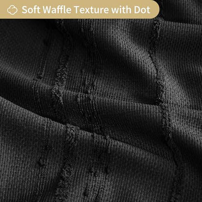 Black Shower Curtain Boho, Cotton Blend Waffle Shower Curtains Textured, Fabric Shower Curtain for Bathroom, Hotel, Washable,72 x 72 - color: Black, size: 72"W x 72"L (Pack of 1)
